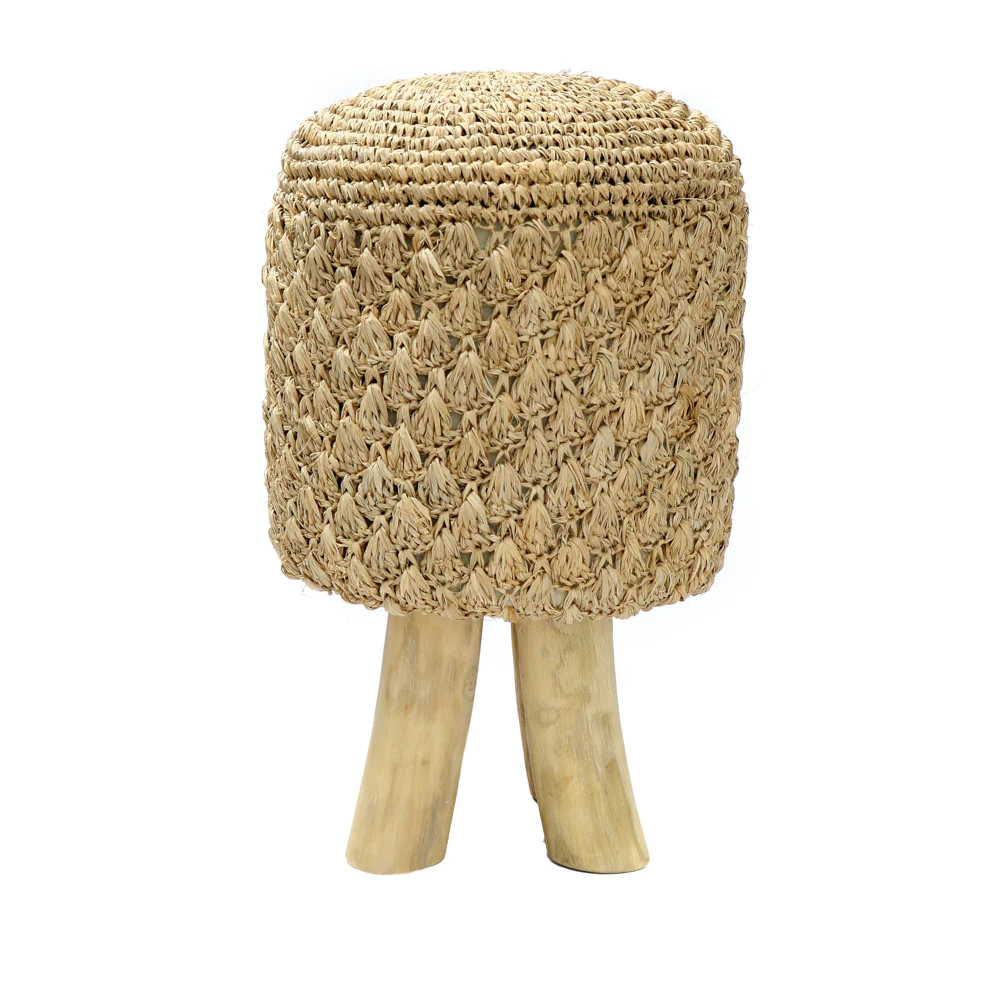 Bazar Bizar De Raffia Tressed Kruk | Naturel