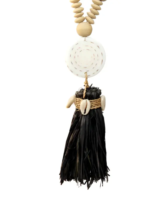 Bazar Bizar Decoratie- Halsketting | Lovina | Naturel Zwart