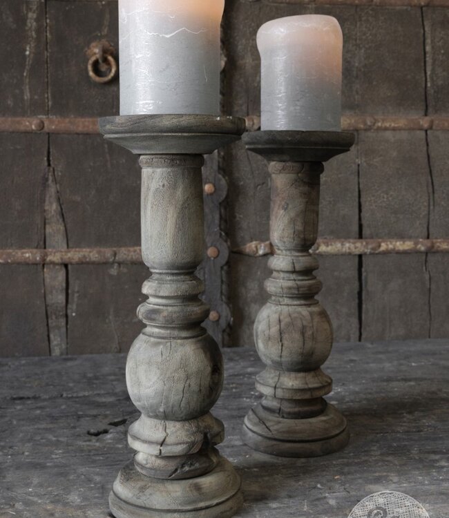 Be-Uniq Kandelaar Oud Hout | Guna | H39 x B14 cm