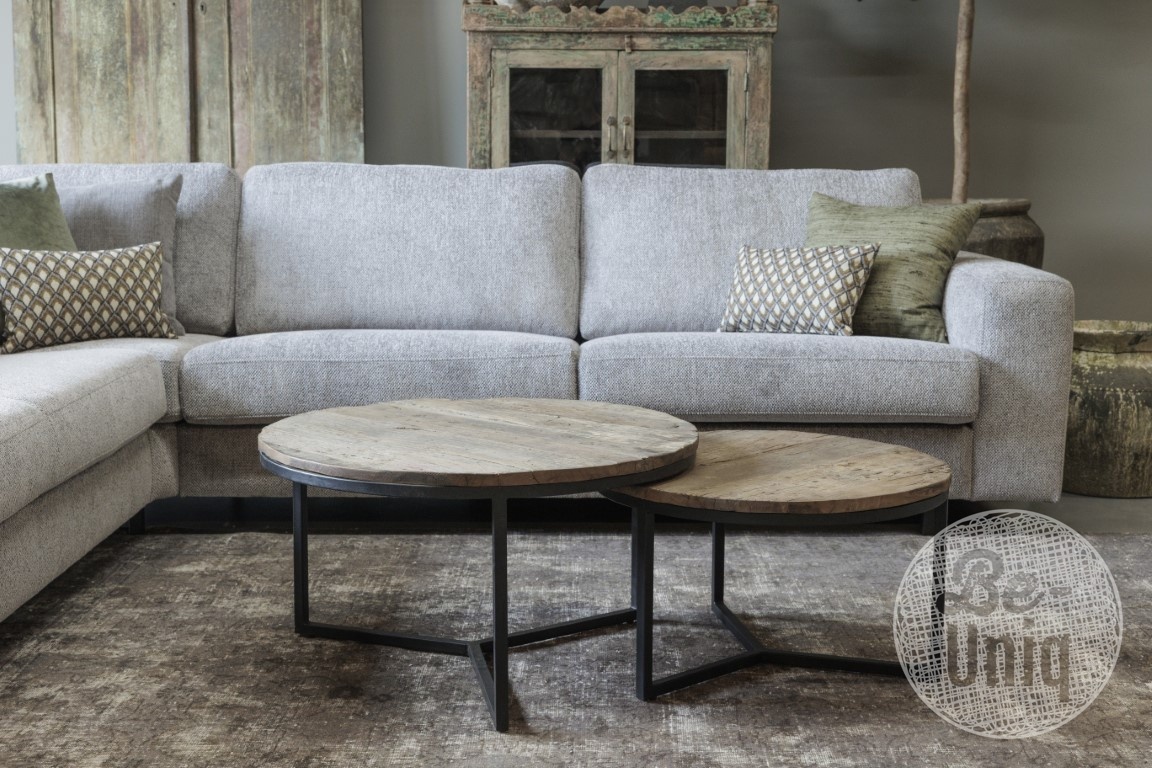 Be-Uniq Salontafel Oud Rustiek Hout | Dirk Large | H40 x D75 cm