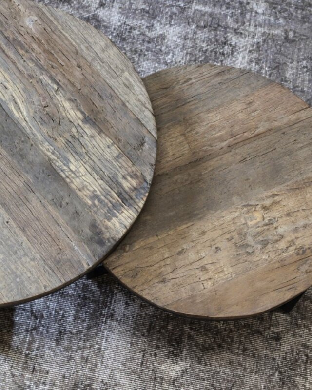 Be-Uniq Salontafel Oud Rustiek Hout | Dirk Large | H40 x D75 cm