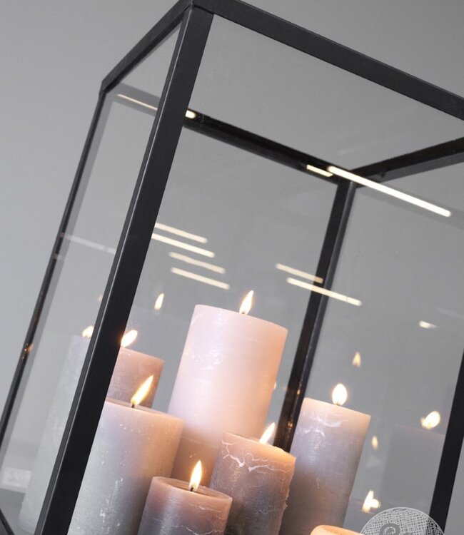 Be-Uniq Set Glazen Display Op Houten Zuil | 3 Maten