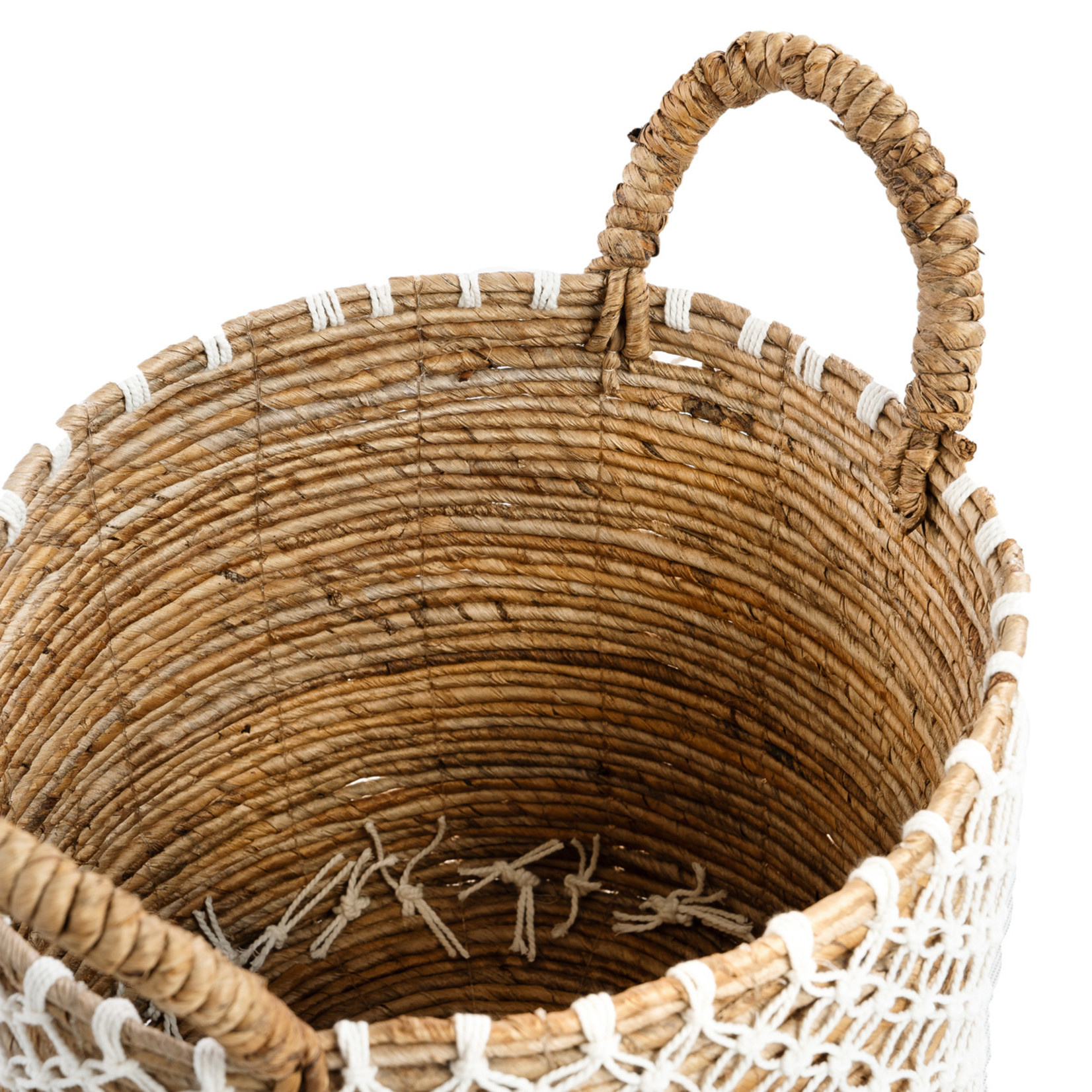 Bazar Bizar De Cross Stitched Macramé Mand | Naturel/Wit | Verkrijgbaar In 3 Maten