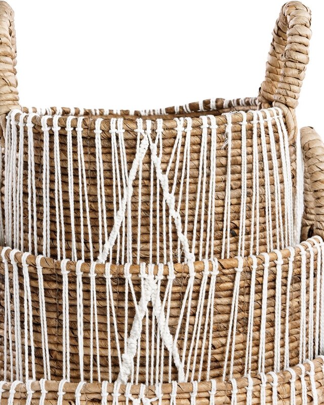 Bazar Bizar De Straight Stitched Macramé Mand | Naturel/Wit | Verkrijgbaar In 3 Maten