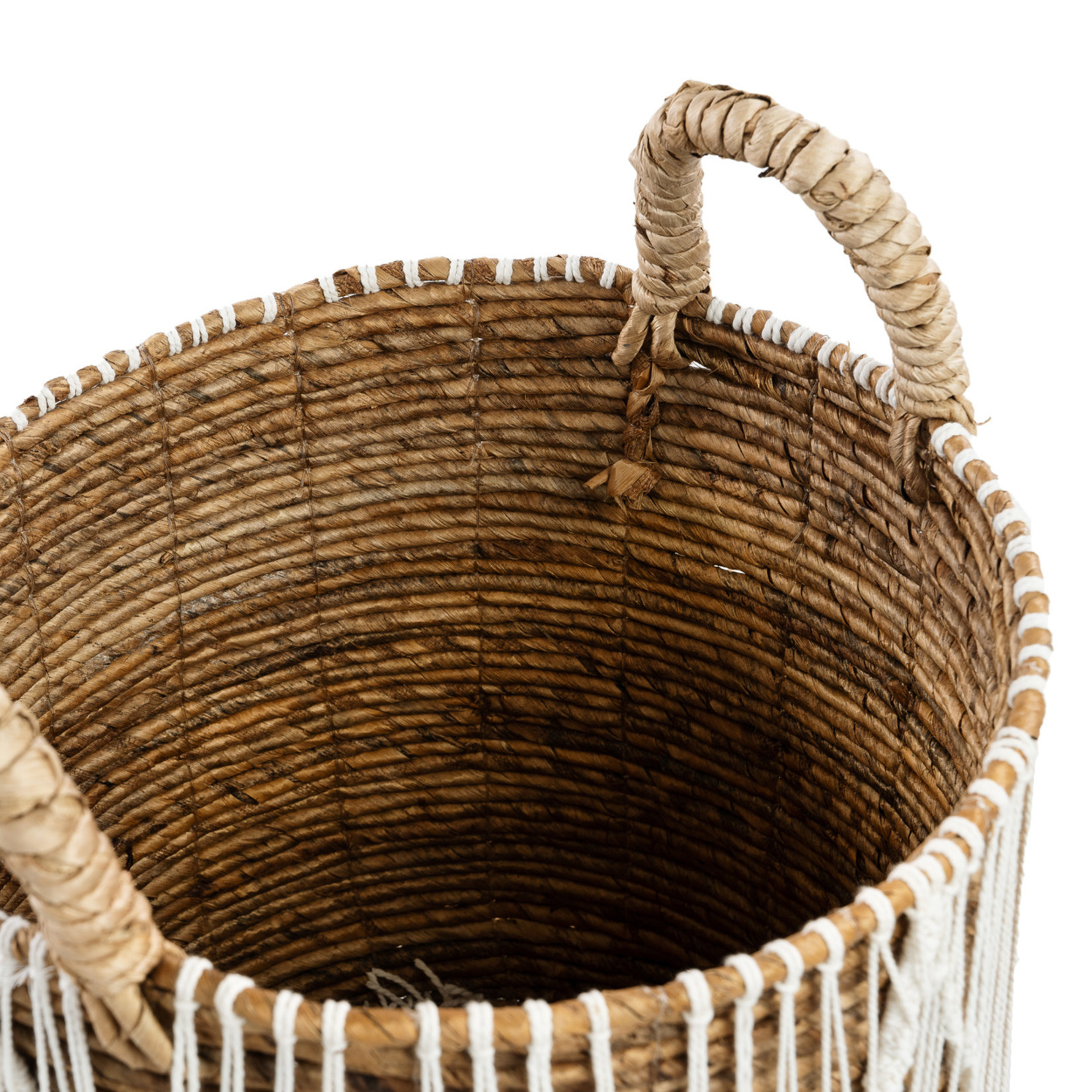 Bazar Bizar De Straight Stitched Macramé Mand | Naturel/Wit | Verkrijgbaar In 3 Maten