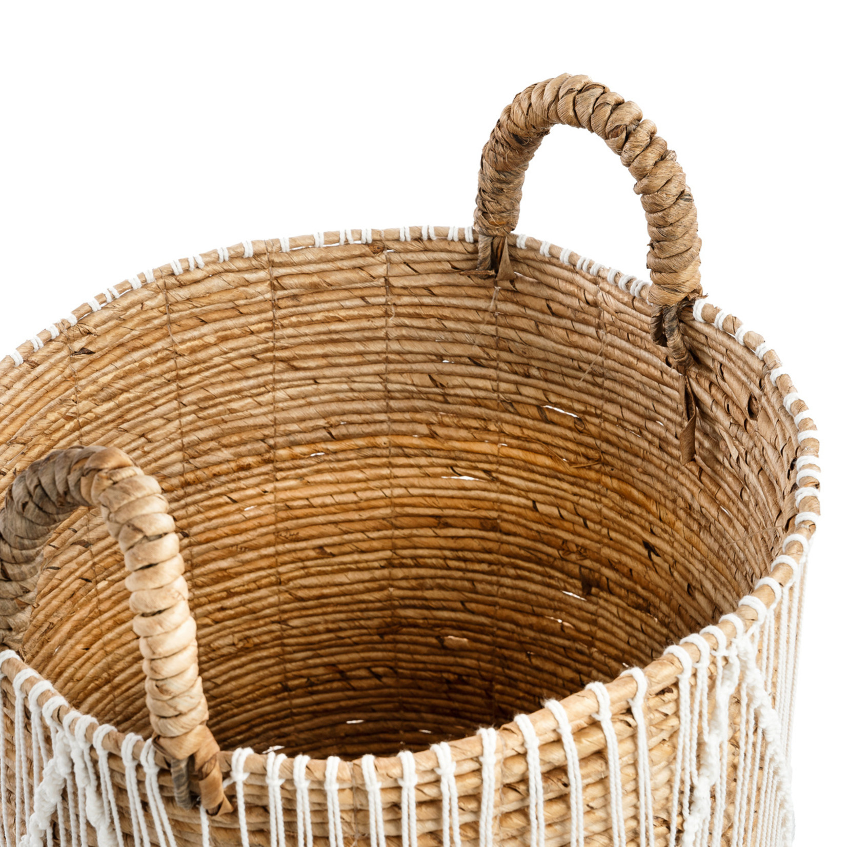 Bazar Bizar De Straight Stitched Macramé Mand | Naturel/Wit | Verkrijgbaar In 3 Maten
