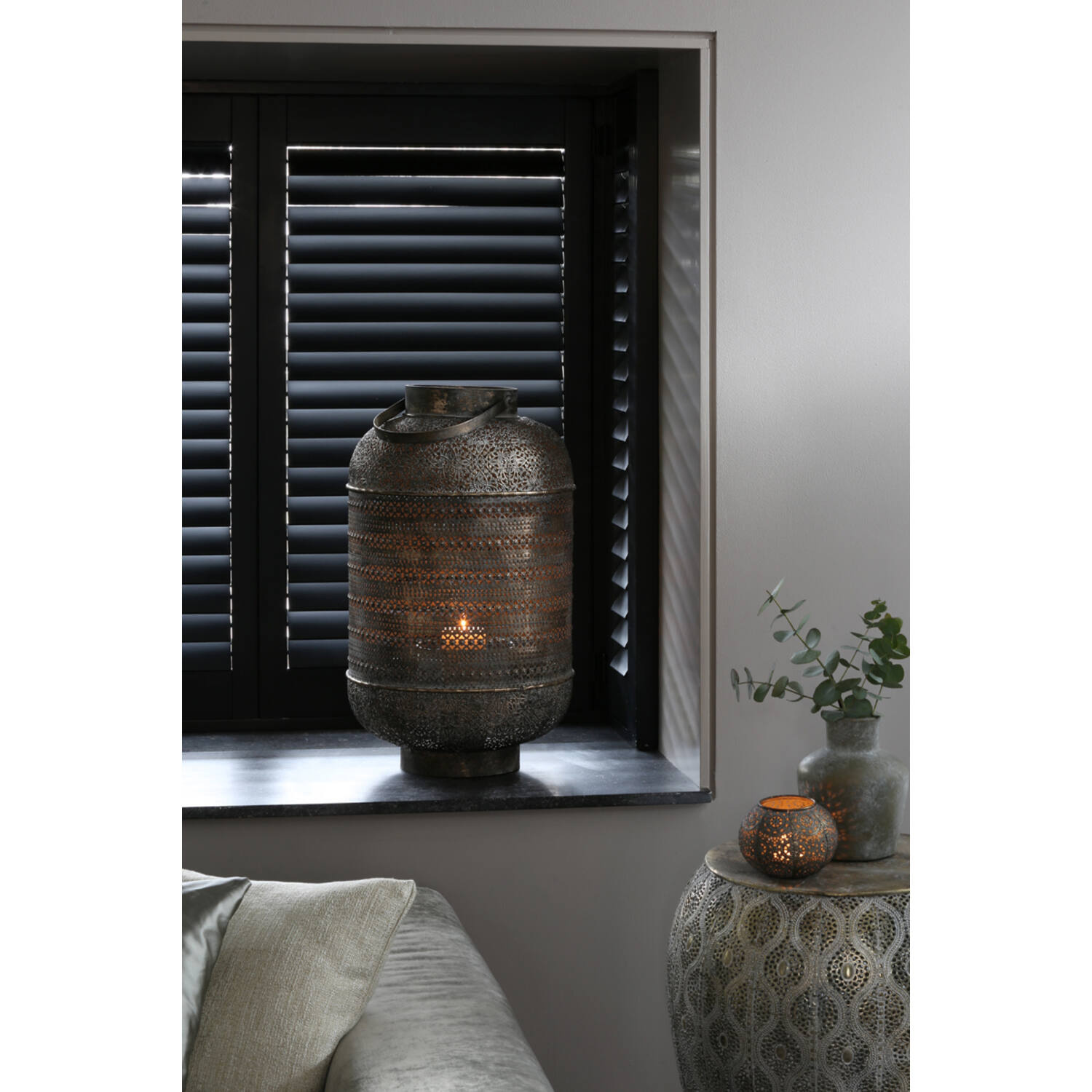 Light&Living Lantaarn Kadapa | Bruin Goud Met Glas | Ø37,5x62 cm