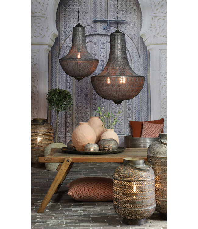 Light&Living Lantaarn Kadapa | Bruin Goud Met Glas | Ø37,5x62 cm