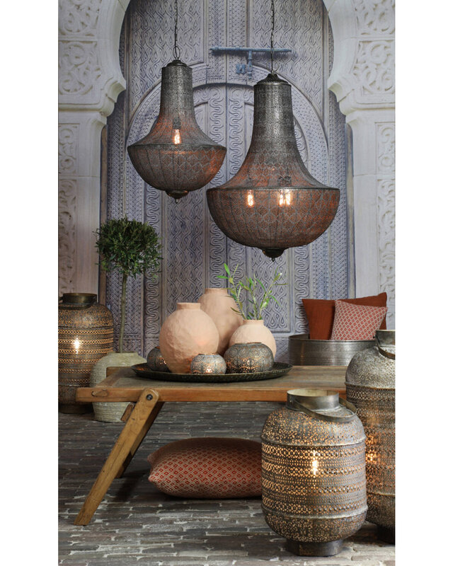 Light&Living Lantaarn Kadapa | Bruin Goud Met Glas | Ø31x45,5 cm