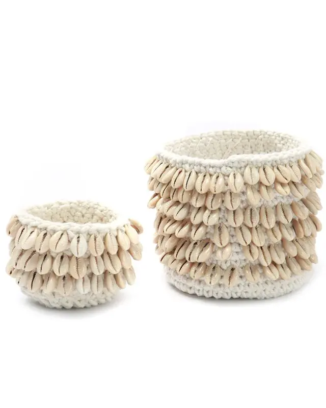 Bazar Bizar Plantenhouder | Cowrie Macrame| Naturel | 2 Maten