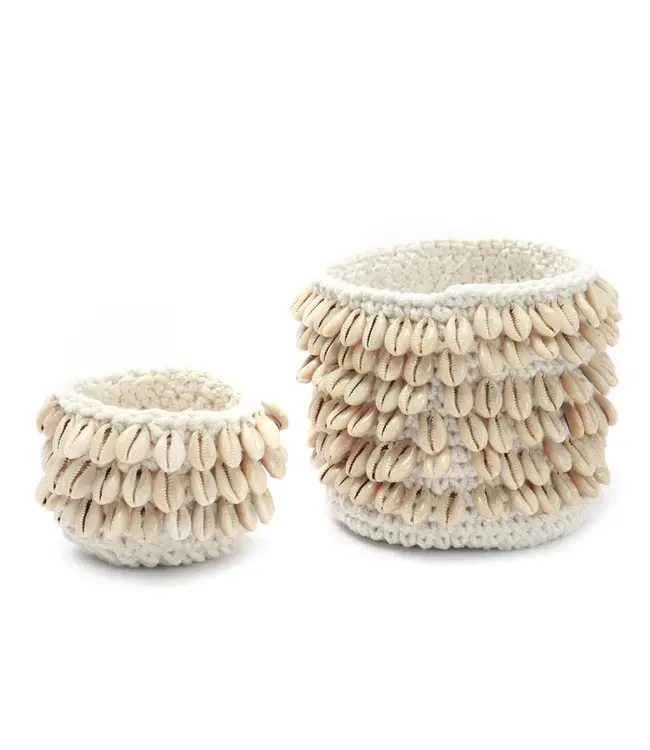 Bazar Bizar Plantenhouder | Cowrie Macrame| Naturel | 2 Maten