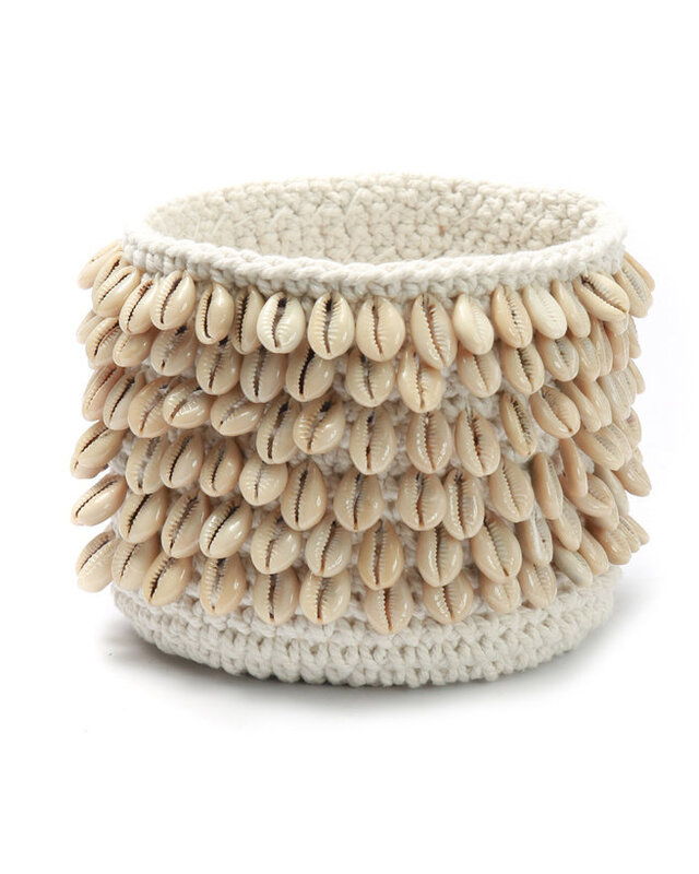 Bazar Bizar Plantenhouder | Cowrie Macrame| Naturel | 2 Maten