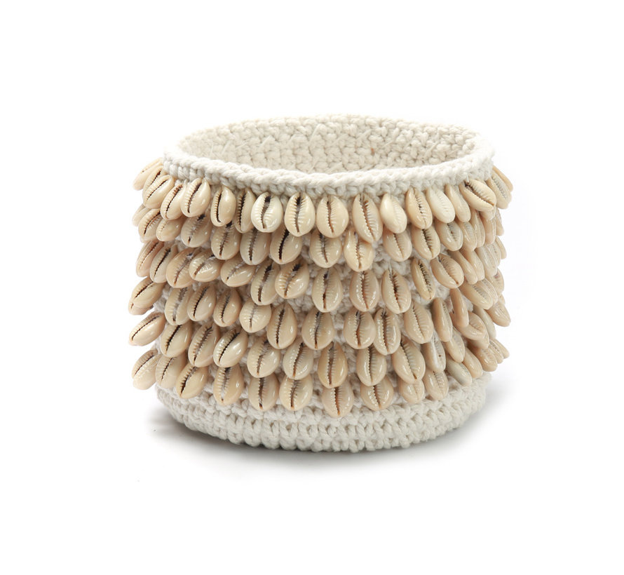 Bazar Bizar Plantenhouder | Cowrie Macrame| Naturel | 2 Maten