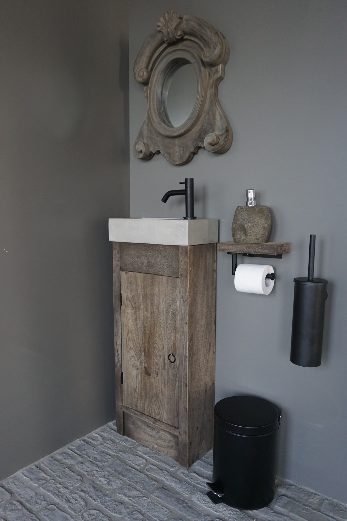 Rene Houtman Gerjan Toiletmeubel Vergrijsd 1-Deur Links