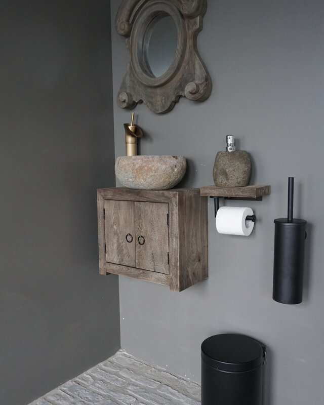 Rene Houtman Toiletrolhouder Hout Giel Grey 20x13 cm