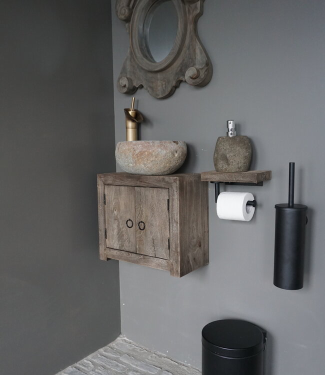 Rene Houtman Toiletrolhouder Hout Giel Grey 20x13 cm