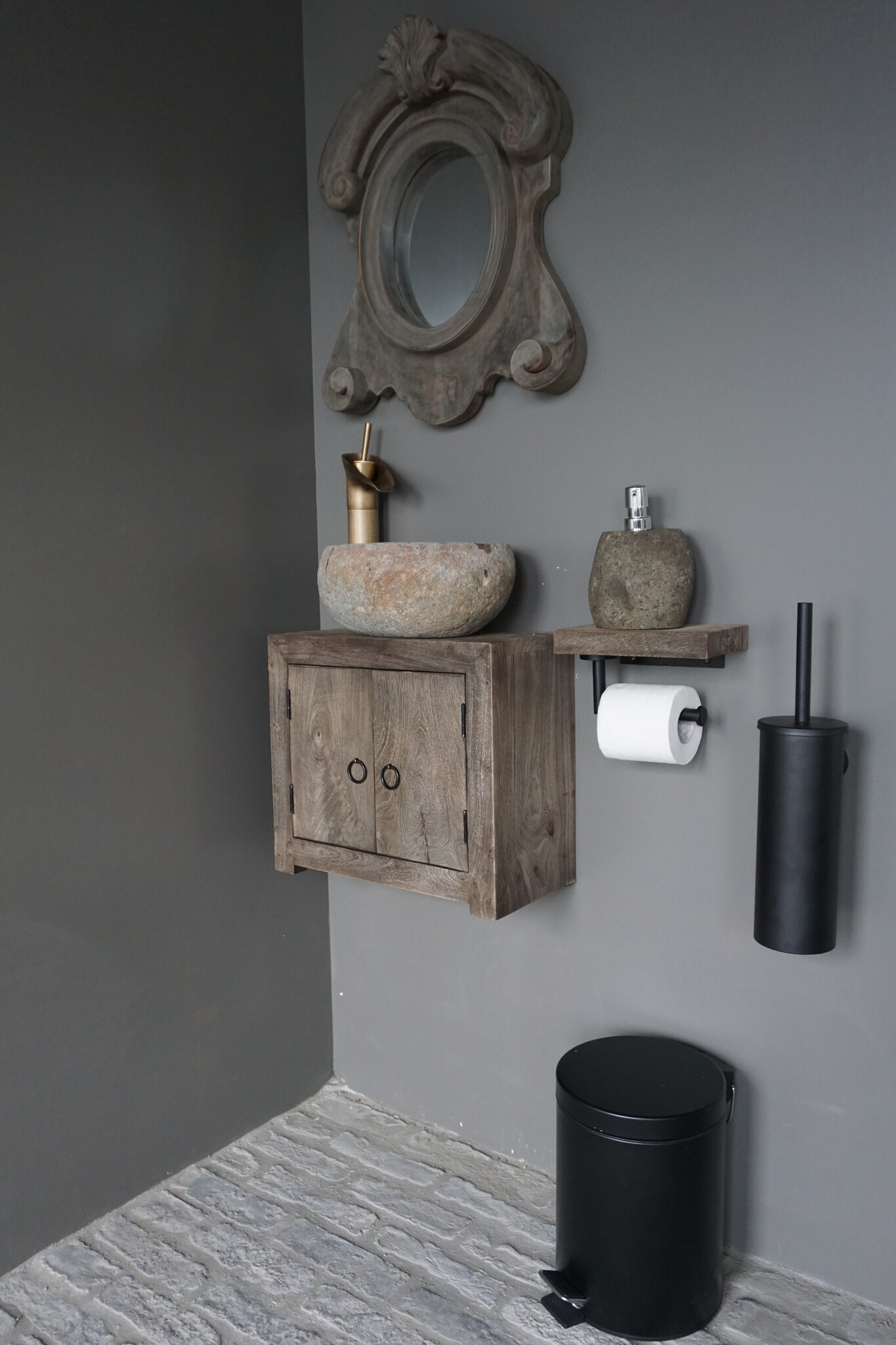 Rene Houtman Toiletrolhouder Hout Giel Grey 20x13 cm