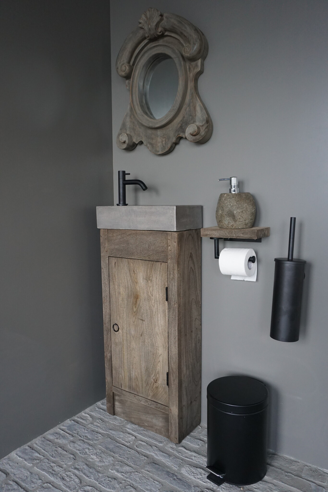 Rene Houtman Toiletrolhouder Hout Giel Grey 20x13 cm