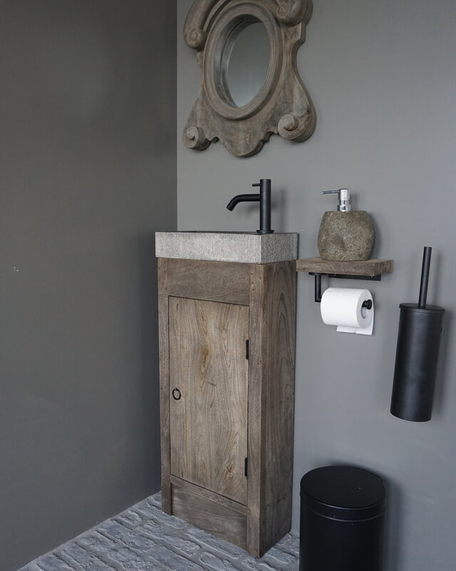 Rene Houtman Toiletrolhouder Hout Giel Grey 20x13 cm