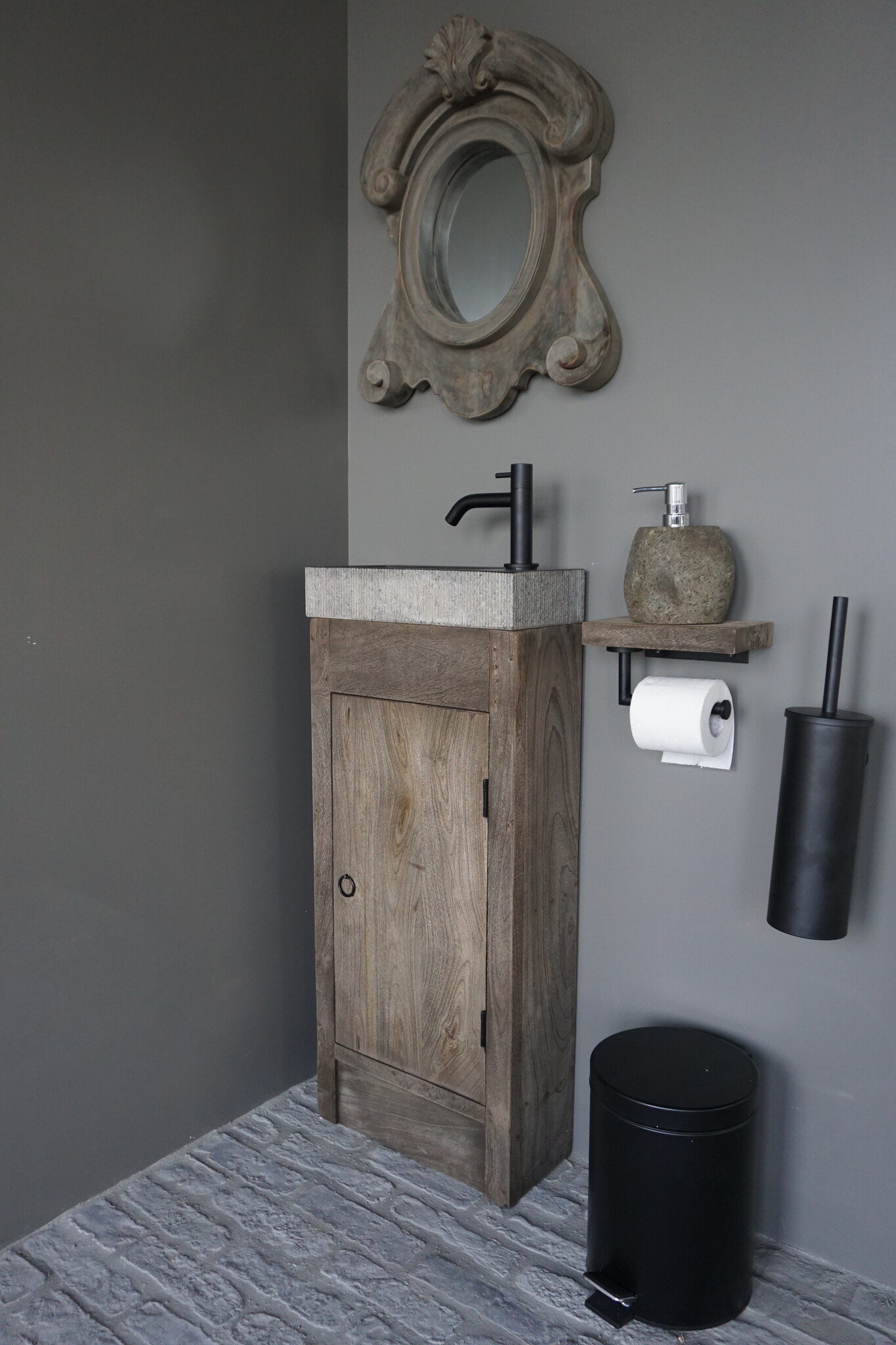Rene Houtman Toiletrolhouder Hout Giel Grey 20x13 cm