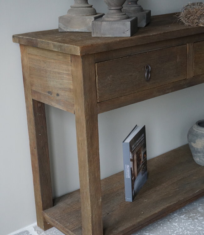 Rene Houtman Sidetable | Oud Hout | 3 Lades | H90,5 x B175 x D45 cm