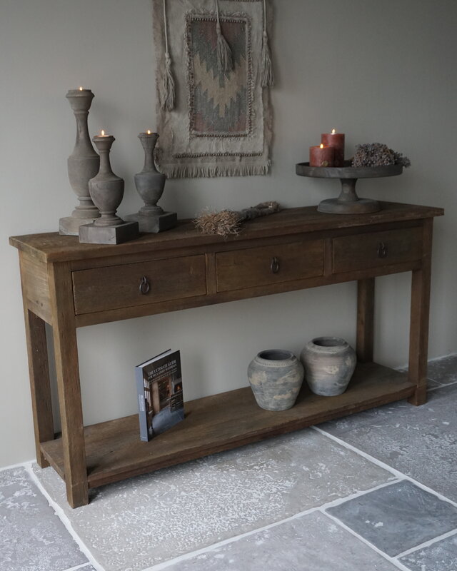 Rene Houtman Sidetable | Oud Hout | 3 Lades | H90,5 x B175 x D45 cm