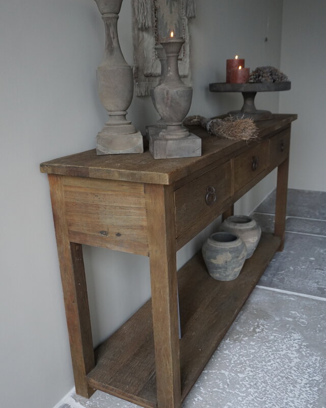 Rene Houtman Sidetable | Oud Hout | 3 Lades | H90,5 x B175 x D45 cm