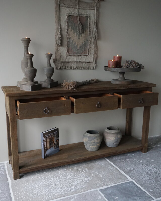 Rene Houtman Sidetable | Oud Hout | 3 Lades | H90,5 x B175 x D45 cm