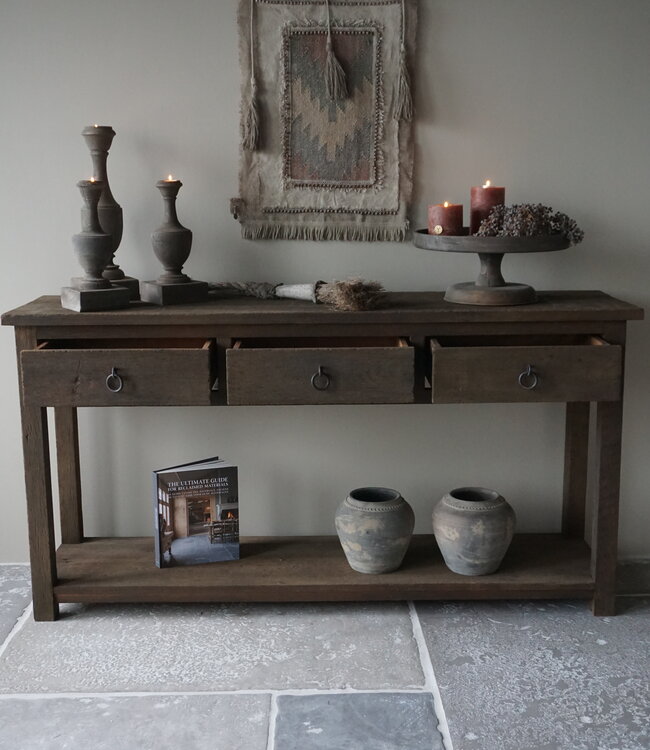 Rene Houtman Sidetable | Oud Hout | 3 Lades | H90,5 x B175 x D45 cm