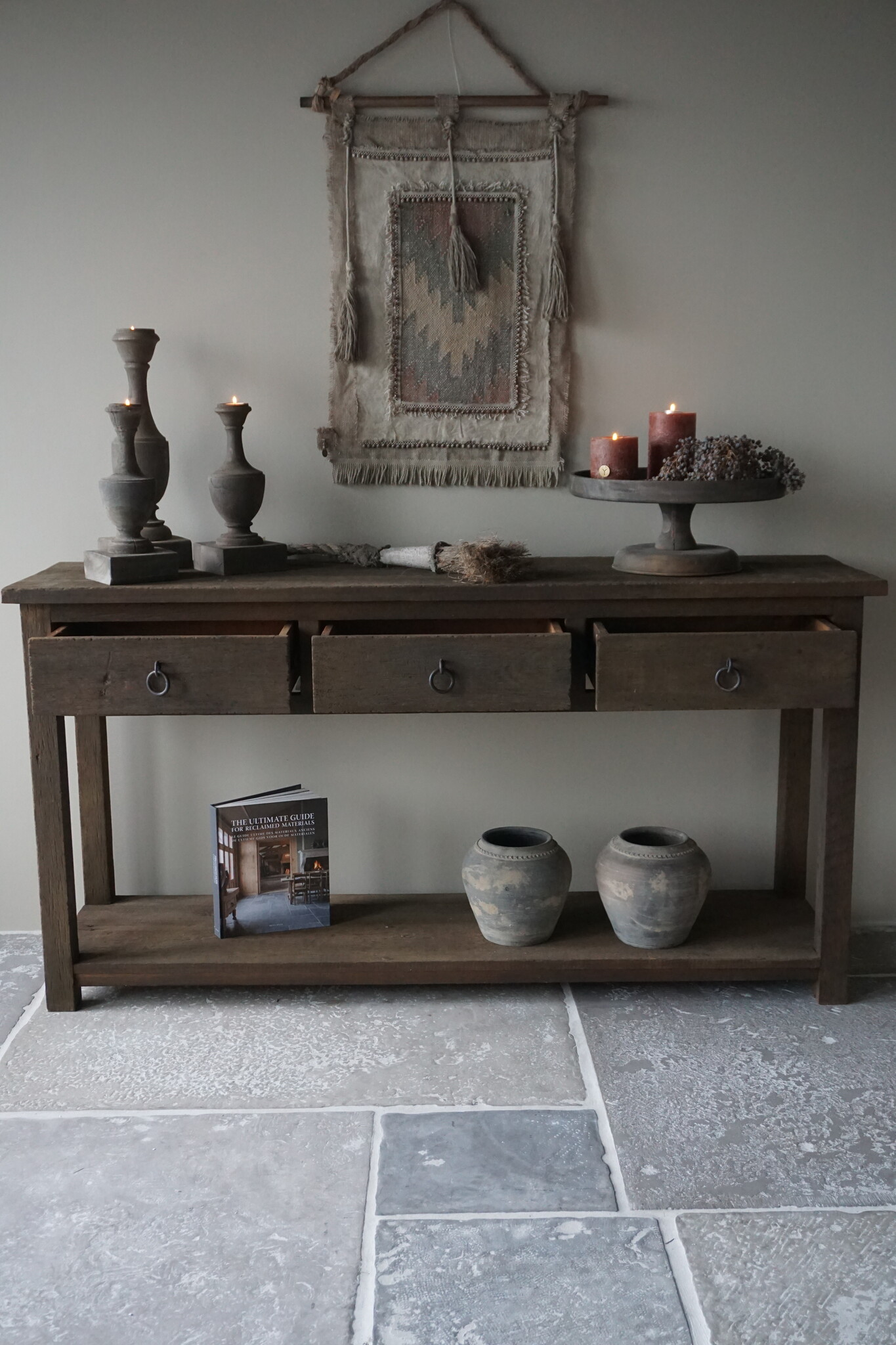Rene Houtman Sidetable | Oud Hout | 3 Lades | H90,5 x B175 x D45 cm