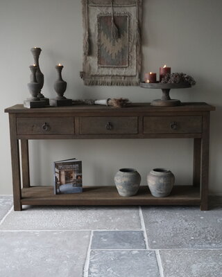 Rene Houtman Sidetable | Oud Hout | 3 Lades | H90,5 x B175 x D45 cm