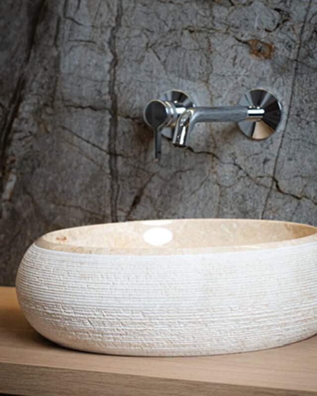 Loutro Bathroomware Waskom Natuursteen | Gefrijnd | 2 Maten