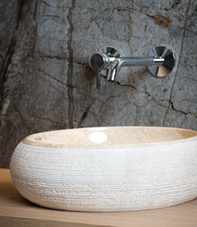 Rene Houtman Waskom Natuursteen | Gefrijnd | 2 Maten