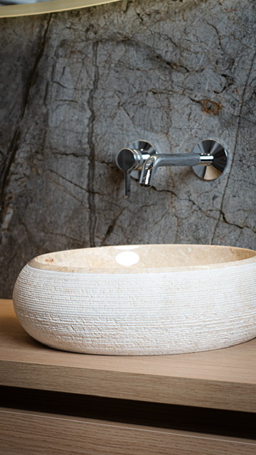 Loutro Bathroomware Waskom Natuursteen | Gefrijnd | 2 Maten