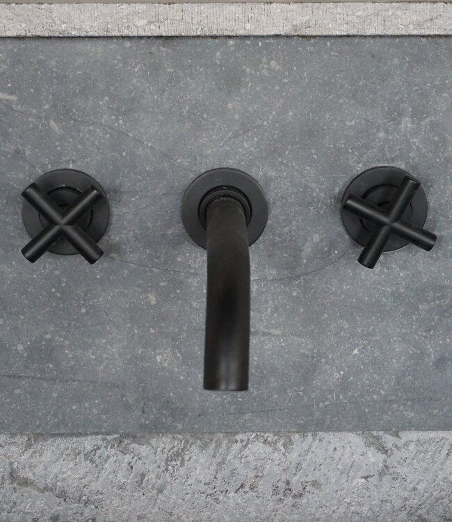 Rene Houtman Balencia muurkraan inbouw wastafelkraan mat zwart