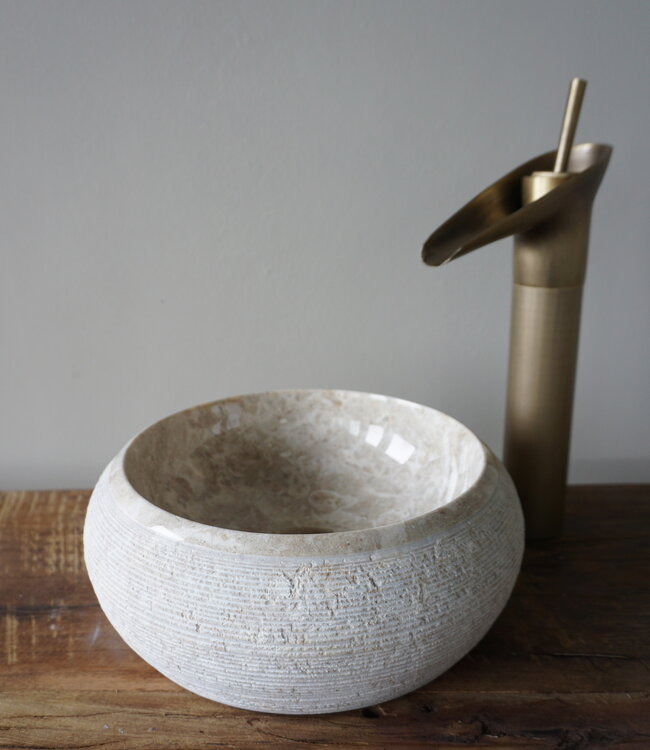 Rene Houtman Waskom Natuursteen | Gefrijnd | 2 Maten