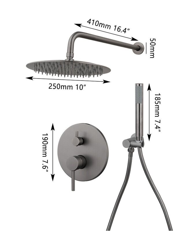 Rene Houtman Regendouche | Inbouw Set | Gun Metal