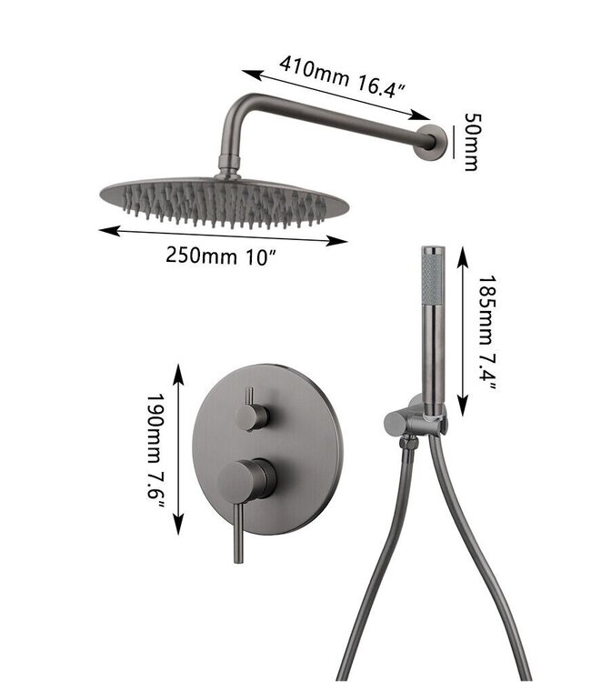 Rene Houtman Regendouche | Inbouw Set | Gun Metal