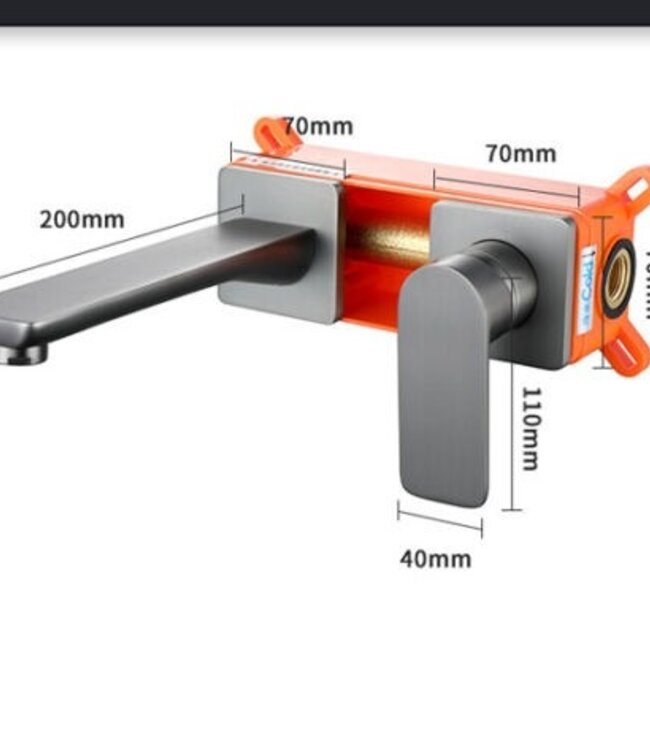 Rene Houtman Inbouw Wandkraan | Gun Metal | Mengkraan