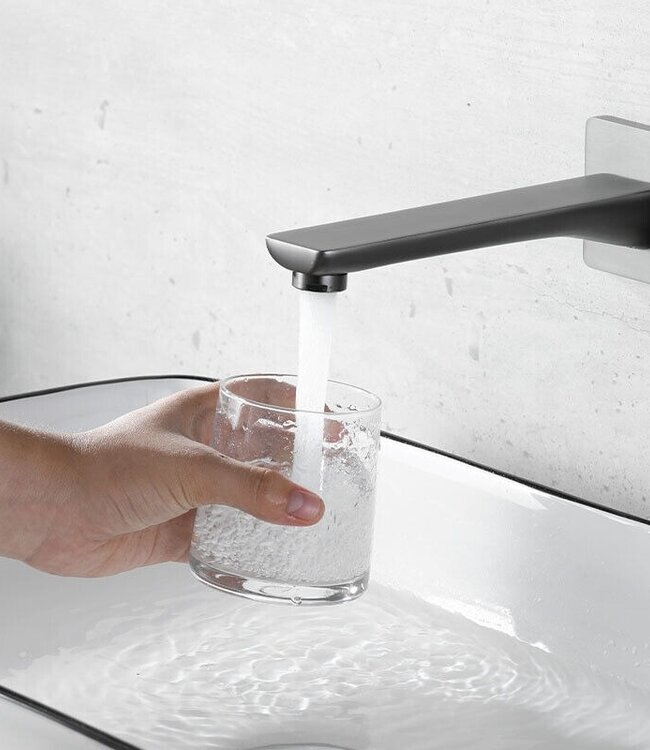Rene Houtman Inbouw Wandkraan | Gun Metal | Mengkraan