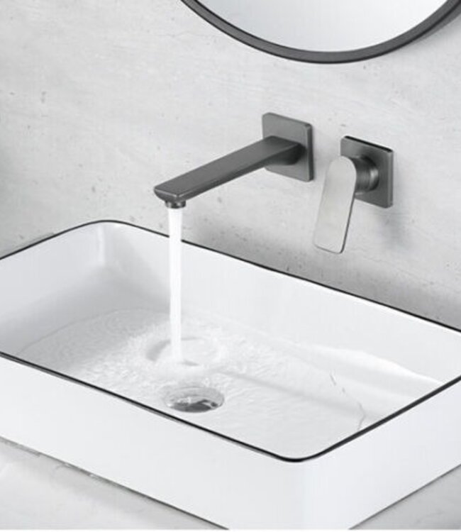 Rene Houtman Inbouw Wandkraan | Gun Metal | Mengkraan