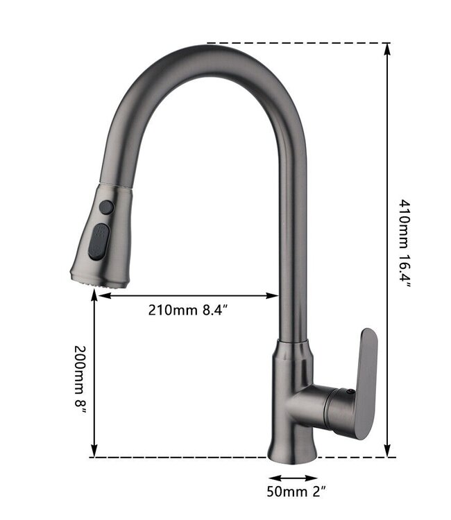 Rene Houtman Keukenkraan | Uittrekbare Sproeikop | Gun Metal