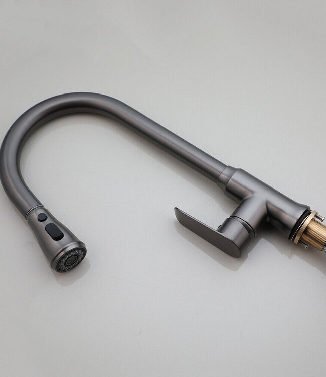 Rene Houtman Keukenkraan | Uittrekbare Sproeikop | Gun Metal