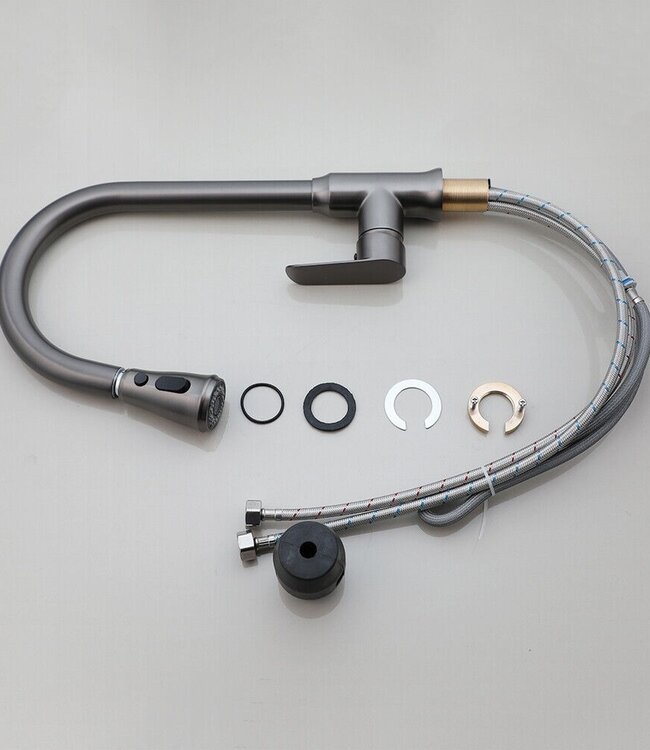 Rene Houtman Keukenkraan | Uittrekbare Sproeikop | Gun Metal