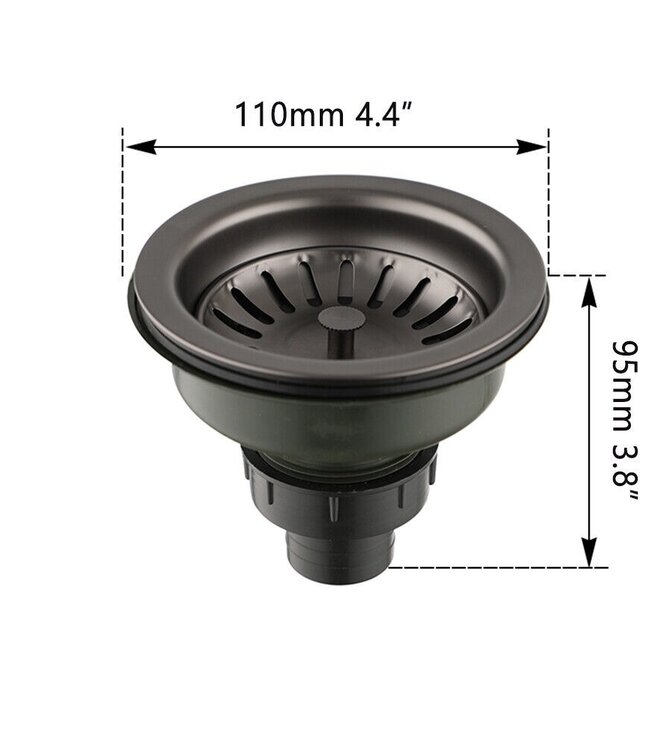 Rene Houtman Gootsteen Afvoer | Gun Metal | Ø 10,9 cm