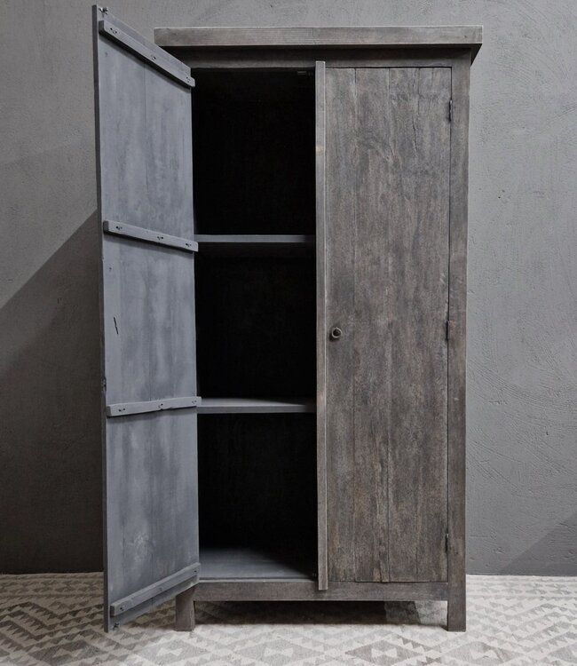Luksa Home Collection Kast Oud Hout 2-Deurs Antique Grey H190xB100xD50 Cm
