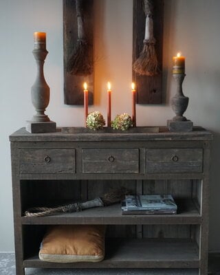 Rene Houtman Sidetable | Oud Hout | 3 Lades | H91,5 x B121 x D40 cm