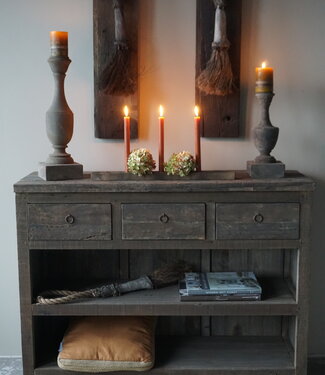 Rene Houtman Sidetable | Oud Hout | 3 Lades | H91,5 x B121 x D40 cm