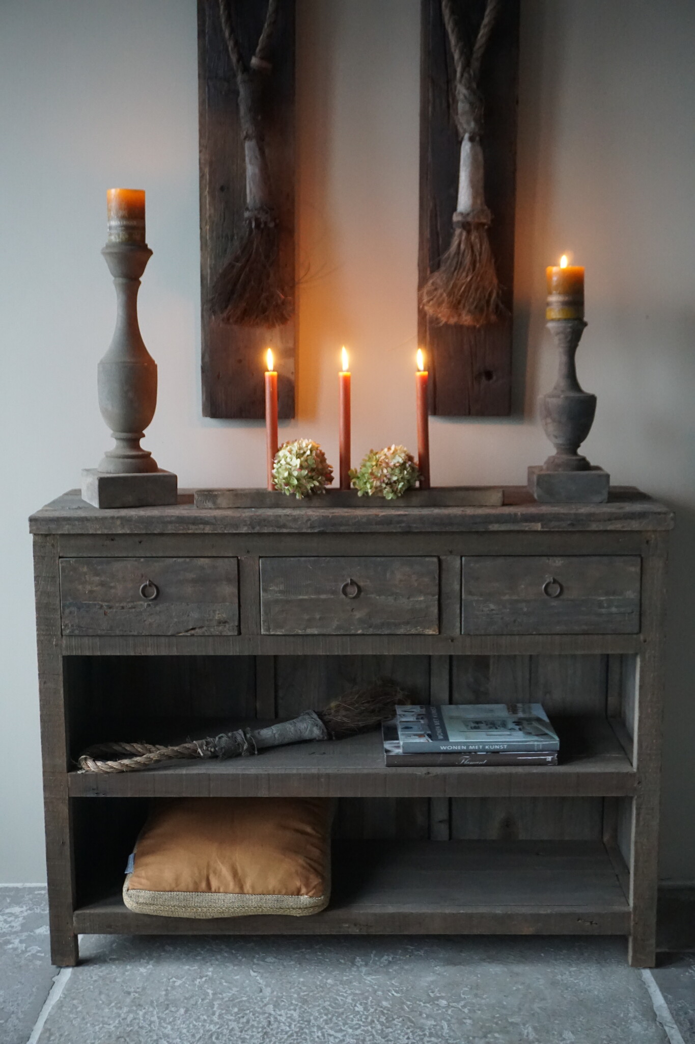 Rene Houtman Sidetable | Oud Hout | 3 Lades | H91,5 x B121 x D40 cm