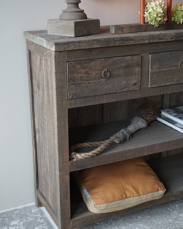Rene Houtman Sidetable | Oud Hout | 3 Lades | H91,5 x B121 x D40 cm